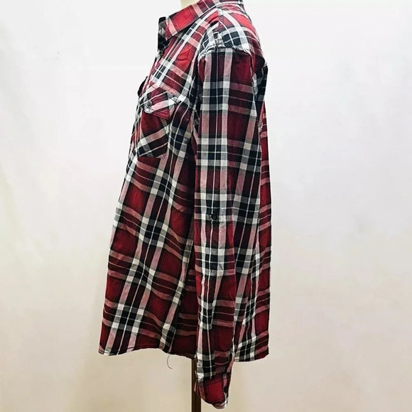NWT EIGHTY EIGHT Men Long Sleeve Button Down Red White Plaid Dress Shirt Size L - Picture 5 of 9